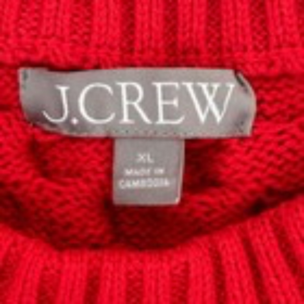 J. CREW Cable Knit Women’s XL Red Sweater Holiday Fisherman Nautical Preppy Cozy - Picture 8 of 11